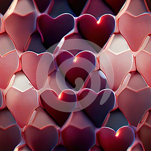 Abstract hearts seamless pattern background made with generative AI