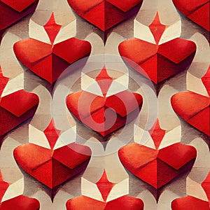 Abstract hearts seamless pattern background made with generative AI