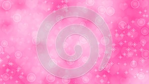 Abstract Hearts, Sparkles and Bubbles in Pink Background