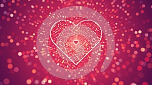 Abstract hearts tunnel on dark pink background