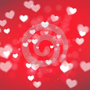 Abstract Hearts for Valentines Day on red background