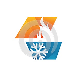 abstract heating and cooling hvac logo design vector business company