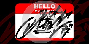 Abstract Hello My Name Is Graffiti Style Sticker Vector Illustration
