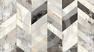 Abstract Herringbone Pattern in Gray and White Tones