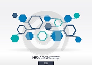 Abstract hexagon background with integrated polygons