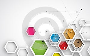 Abstract hexagon background. Technology polygonal design.