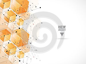 Abstract hexagon background. Technology polygonal design. Digital futuristic minimalism