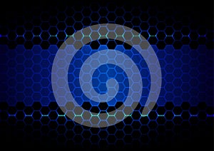 Abstract hexagon blue ligth and black light technology