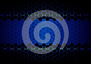 Abstract hexagon blue ligth and black light technology photo