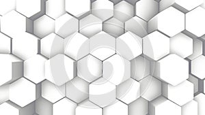 Abstract Hexagon Geometric texture. White Surface illustration. Light hexagonal grid pattern background, randomly wave