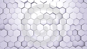 Abstract Hexagon Geometric texture. White Surface illustration. Light hexagonal grid pattern background, randomly wave