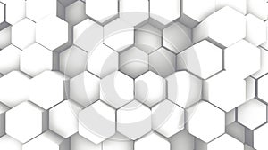 Abstract Hexagon Geometric texture. White Surface illustration. Light hexagonal grid pattern background, randomly wave