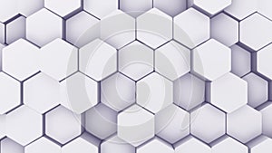 Abstract Hexagon Geometric texture. White Surface illustration. Light hexagonal grid pattern background, randomly wave