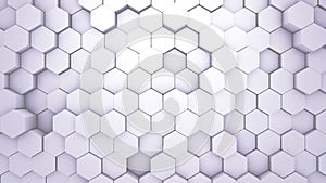 Abstract Hexagon Geometric texture. White Surface illustration. Light hexagonal grid pattern background, randomly wave