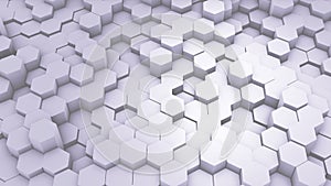 Abstract Hexagon Geometric texture. White Surface illustration. Light hexagonal grid pattern background, randomly wave