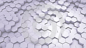 Abstract Hexagon Geometric texture. White Surface illustration. Light hexagonal grid pattern background, randomly wave