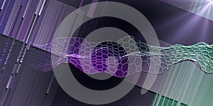 Abstract hexagon grid  background with blurred lines. Artificial intelligence. Algorithms deep learning. Virtual reality. Data