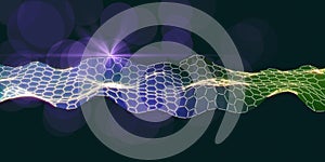 Abstract hexagon grid technology background. Artificial intelligence. Algorithms deep learning. Virtual reality. Data science