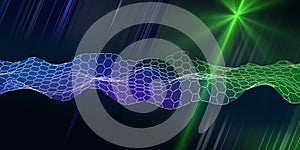 Abstract hexagon grid technology  background with blurred lines. Artificial intelligence. Algorithms deep learning. Virtual