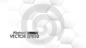 Abstract. Hexagon , honeycomb white Background ,light and shadow. copy space .Vector