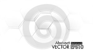 Abstract. Hexagon , honeycomb white Background ,light and shadow. copy space .Vector