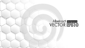 Abstract. Hexagon , honeycomb white Background ,light and shadow. copy space .Vector