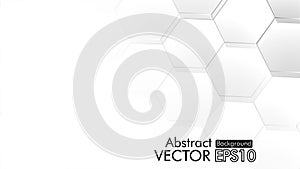 Abstract. Hexagon , honeycomb white Background ,light and shadow. copy space .Vector