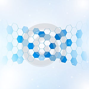 Abstract hexagon with lines and points background