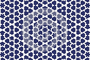 Abstract hexagon mosaic design in pastel midnight blue tones, forming a seamless and structured geometric pattern. photo