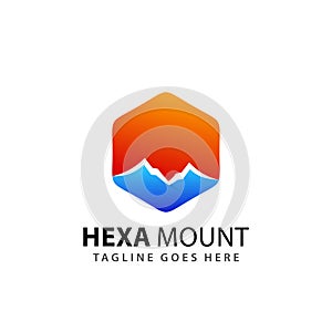 Abstract Hexagon Mountain Company Logos Design Vector Illustration Template