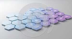 Abstract Hexagon Network Futuristic Technology Digital Data Visualization System Interface