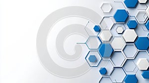 Abstract Hexagon Pattern Background Modern geometric technology connection network Clean design with blue and white