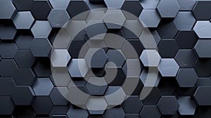 Abstract Hexagon Pattern, 3D Render, Dark Grey, Geometric Background