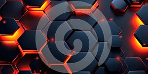 Abstract Hexagon Pattern with Glowing Edges. created by generative artificial intelligence