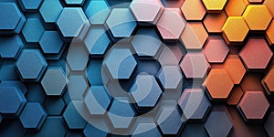 Abstract Hexagon Pattern Background: Blue to Orange Gradient