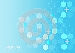 Abstract hexagon pattern light blue background.Medical and science concept