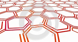 Abstract Hexagon Pattern with Red Gradient Lines on White Background
