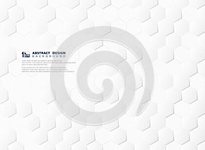 Abstract hexagon pattern technology 3d white and gray background. illustration vector eps10