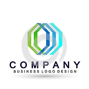 Abstract hexagon shaped business Logo, union on Corporate Invest Business Logo design. Financial Investment on white background