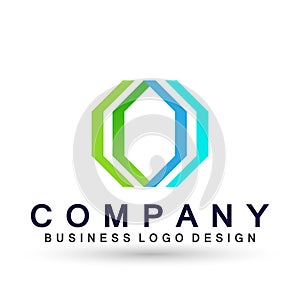 Abstract hexagon shaped business Logo, union on Corporate Invest Business Logo design. Financial Investment on white background