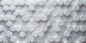 Abstract Hexagon Wall - 3D Rendered White Hexagonal Pattern