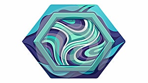 Abstract hexagon with wavy curve pattern texture on white background. Vector illustration