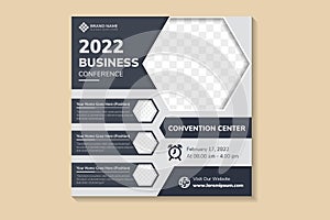abstract hexagonal background of 2022 business conference banner social media pack template