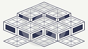Abstract hexagonal block pattern, modern geometric background, vector design Generative AI