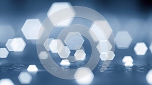 Abstract Hexagonal Bokeh Lights on Dark Background