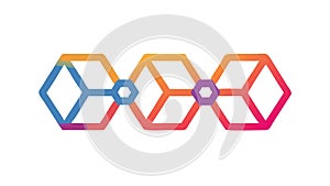 Abstract Hexagonal Connection, Colorful Geometric Pattern, vector design Generative AI