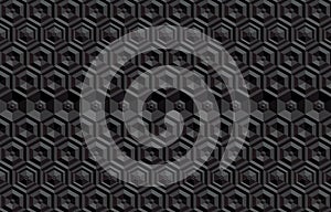 Abstract hexagonal 3d background. Illusion black colors with shadows. Geometry line pattern for surface design, fabric, wrapping