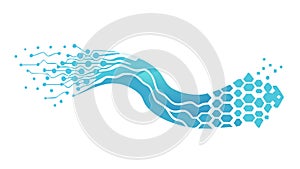 Abstract Hexagonal Data Stream Vector, Digital Flow Technology Graphic, vector design Generative AI