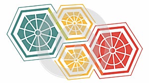 Abstract Hexagonal Elements with Internal Patterns, vector design Generative AI