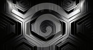 Abstract Hexagonal Geometric Pattern with Metallic Texture and Dramatic Lighting